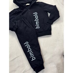 Bimbaló Boys Navy Blue Logo Zip Hoodie and Joggers Tracksuit Set